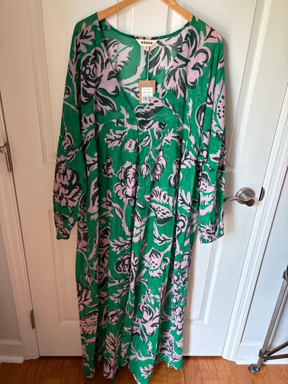 NWT Sarah Maxi Kaftan Dress-Fiesta and Orchid 100% cotton Size US 16-18R - Picture 4 of 9